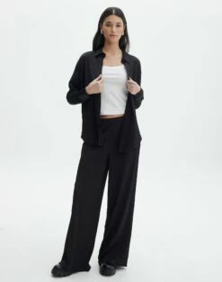 Textured Button Front Shirt -Glassons Store co gloria textured shirt black full bl127680tex