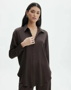 Satin Long Sleeve Shirt -Glassons Store co gloria textured shirt its soy cute front bl127680tex 1