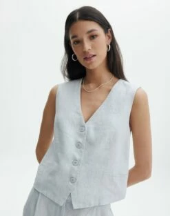 Linen Tailored Vest -Glassons Store co harley linen vest icecapmilk detail bv128737tcd