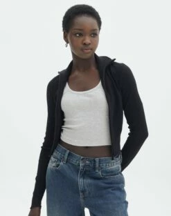 Long Sleeve Zip Through Knit Top