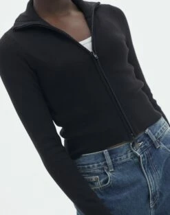 Long Sleeve Zip Through Knit Top -Glassons Store co harriet zip thru cardi black imageback kc90296knt