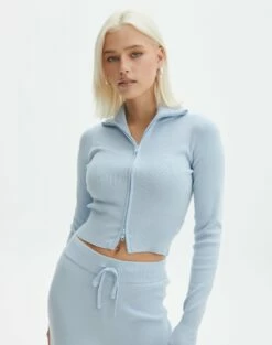 Long Sleeve Zip Through Knit Top -Glassons Store co harriet zip thru cardi blue bubble front kc90296knt