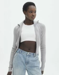 Long Sleeve Zip Through Knit Top -Glassons Store co harriet zip thru cardi pale grey marle front kc90296knt