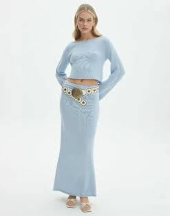 Off Shoulder Flare Long Sleeve Knit -Glassons Store co lardee knit tie waist maxi ice cap front sl47099knt 8