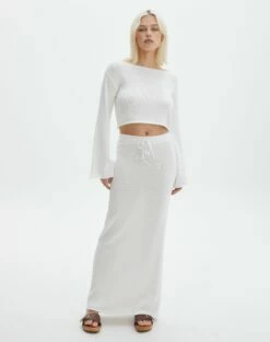 Tie Waist Knit Maxi Skirt 27 Tie Waist Knit Maxi Skirt -Glassons Store co lardee knit tie waist maxi white front sl47099knt
