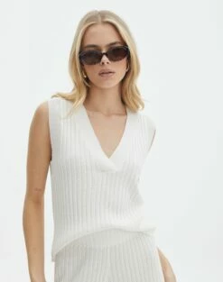 Off Shoulder Flare Long Sleeve Knit -Glassons Store co litzy rib vest milk front kv155579knt 5