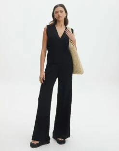 Rib Knit V Neck Vest -Glassons Store co litzy ribbed wide leg pants black front pw61049knt