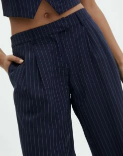 Mid Rise Pinstripe Wide Leg Pant -Glassons Store co loretta pinstripe tailored pant navy pinstripe imageback pw51730pst