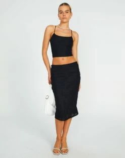 Lace Midi Slip Skirt -Glassons Store co lorna lace midi skirt blackblack front sl108106lac 21