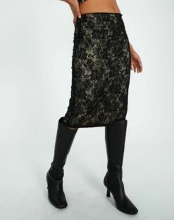 Lace Midi Slip Skirt -Glassons Store co lorna lace midi skirt blacknude full sl108106lac