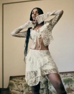 Tiered Asymmetric Lace Mini Skirt 25 Tiered Asymmetric Lace Mini Skirt -Glassons Store co lotus mini skirt bad to the bone front ss116576lac