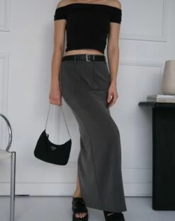 Luxe Lounge Modal Slim-Fit Maxi Skirt 36 Luxe Lounge Modal Slim-Fit Maxi Skirt -Glassons Store co mailey suiting maxi skirt charcoal front sl101473mar