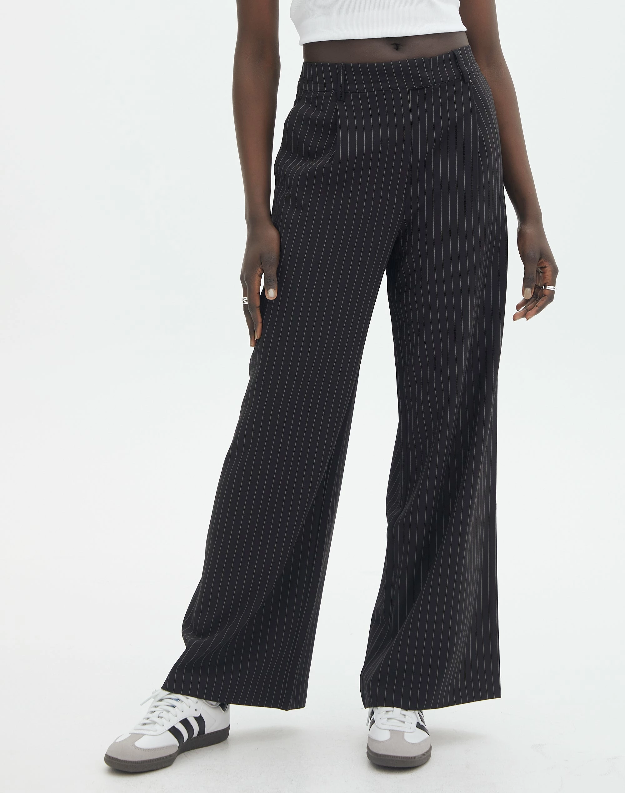 Wide Leg Pinstipe Tailored Pant 4 Wide Leg Pinstipe Tailored Pant - Image 2