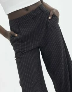 Wide Leg Pinstipe Tailored Pant 24 Wide Leg Pinstipe Tailored Pant -Glassons Store co marly pinstripe tailored pant black pinstripe imageback pw71767stp