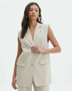 Tailored Oversized Vest -Glassons Store co marly sleeveless blazer oh natural front vs133393pln
