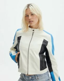 Faux Leather Low Rise Mini Skirt -Glassons Store co mila moto jacket blue colour block front jw90928pu