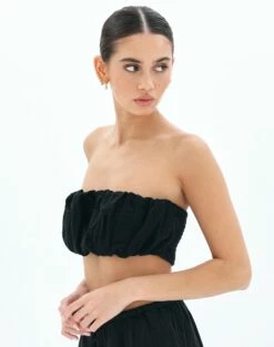 Muslin Ruched Bandeau Top 30 Muslin Ruched Bandeau Top -Glassons Store co mimi blouse black detail bv90902omus