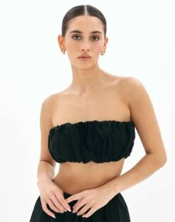 Muslin Ruched Bandeau Top 28 Muslin Ruched Bandeau Top -Glassons Store co mimi blouse black front bv90902omus