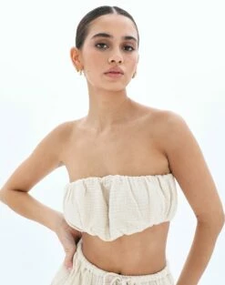 Muslin Ruched Bandeau Top 34 Muslin Ruched Bandeau Top -Glassons Store co mimi blouse rice cake front bv90902omus