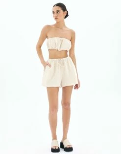 Muslin Ruched Bandeau Top 35 Muslin Ruched Bandeau Top -Glassons Store co mimi blouse rice cake full bv90902omus