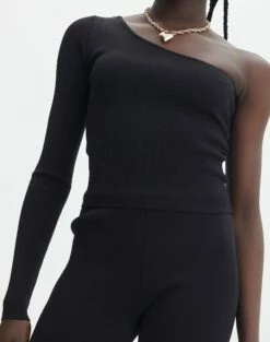 Knit One Shoulder Long Sleeve Top 25 Knit One Shoulder Long Sleeve Top -Glassons Store co odus one shoulder knit black imageback kl94384vn