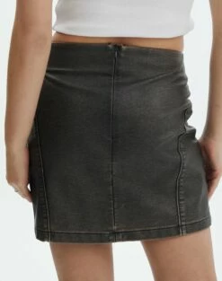 Washed Faux Leather Mini Skirt 24 Washed Faux Leather Mini Skirt -Glassons Store co raven mini skirt worn black back ss116125pu