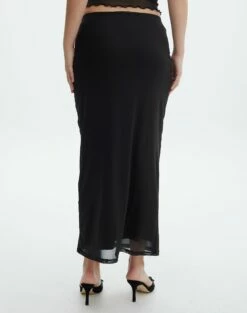 Mesh Lettuce Trim Midi Skirt 23 Mesh Lettuce Trim Midi Skirt -Glassons Store co sabrina burnout mesh max black back sl53303msh