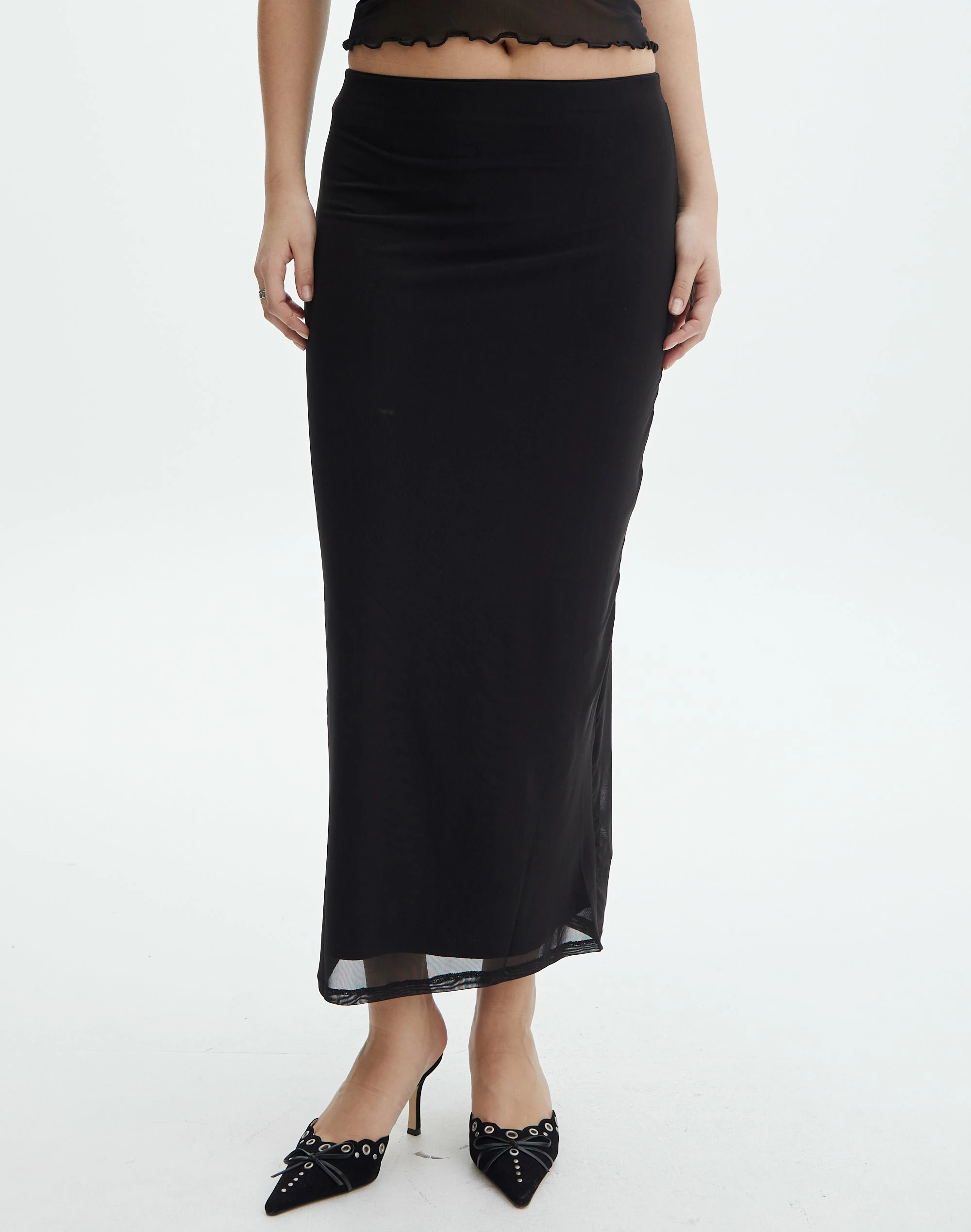 Mesh Lettuce Trim Midi Skirt 4 Mesh Lettuce Trim Midi Skirt - Image 2