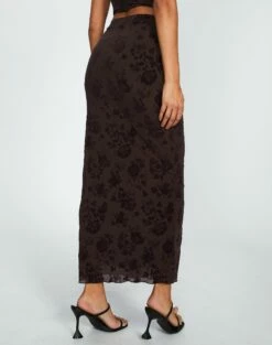 Burnout Mesh Lettuce Trim Midi Skirt 24 Burnout Mesh Lettuce Trim Midi Skirt -Glassons Store co sabrina burnout mesh maxi soy blooms back sl53303bur