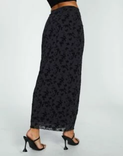 Burnout Mesh Lettuce Trim Midi Skirt 29 Burnout Mesh Lettuce Trim Midi Skirt -Glassons Store co sabrina burnout mesh maxi vine burnout back sl53303bur