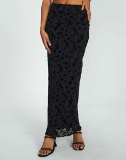 Burnout Mesh Lettuce Trim Midi Skirt 28 Burnout Mesh Lettuce Trim Midi Skirt -Glassons Store co sabrina burnout mesh maxi vine burnout full sl53303bur