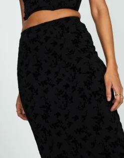 Burnout Mesh Lettuce Trim Midi Skirt 30 Burnout Mesh Lettuce Trim Midi Skirt -Glassons Store co sabrina burnout mesh maxi vine burnout imageback sl53303bur