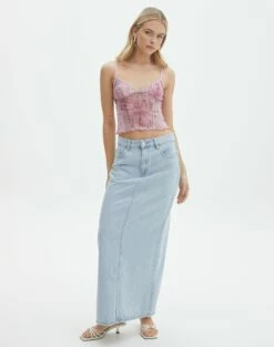 Print Mesh Lettuce Trim Cropped Cami -Glassons Store co sabrina mesh cami baby doll script full tv54660rprt