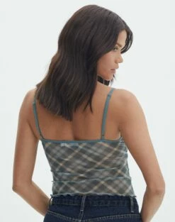 Print Mesh Lettuce Trim Cropped Cami -Glassons Store co sabrina mesh cami sideline check back tv54660rprt