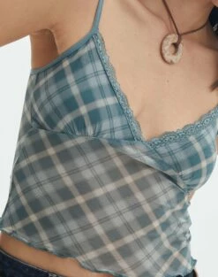 Print Mesh Lettuce Trim Cropped Cami -Glassons Store co sabrina mesh cami sideline check imageback tv54660rprt