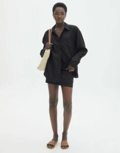 Long Sleeve Linen Blend Shirt -Glassons Store co t dallas linen shirt black full bl118882tlv