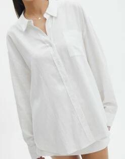 Long Sleeve Linen Blend Shirt -Glassons Store co t dallas linen shirt white imageback bl118882tlv