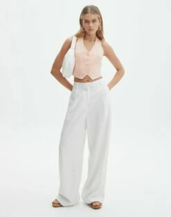 Linen Blend Halter Vest Top -Glassons Store co tammy vest top fuzzy peaches full bv54786tlin