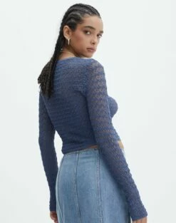 Crochet Knit Long Sleeve Top -Glassons Store cody crochet knit moby dick back kl110747vp