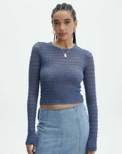 Crochet Knit Long Sleeve Top