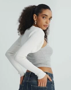 Multi Rib Knit Long Sleeve Shrug -Glassons Store corbin shrug white back kc54894knt