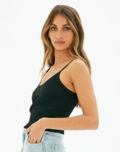 Ribbed Knit Tank -Glassons Store corinne knit top black detail kv80565knt