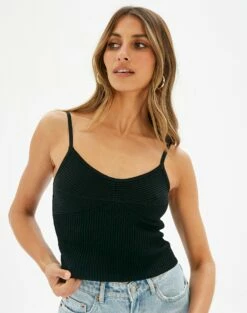 Ribbed Knit Tank -Glassons Store corinne knit top black imageback kv80565knt