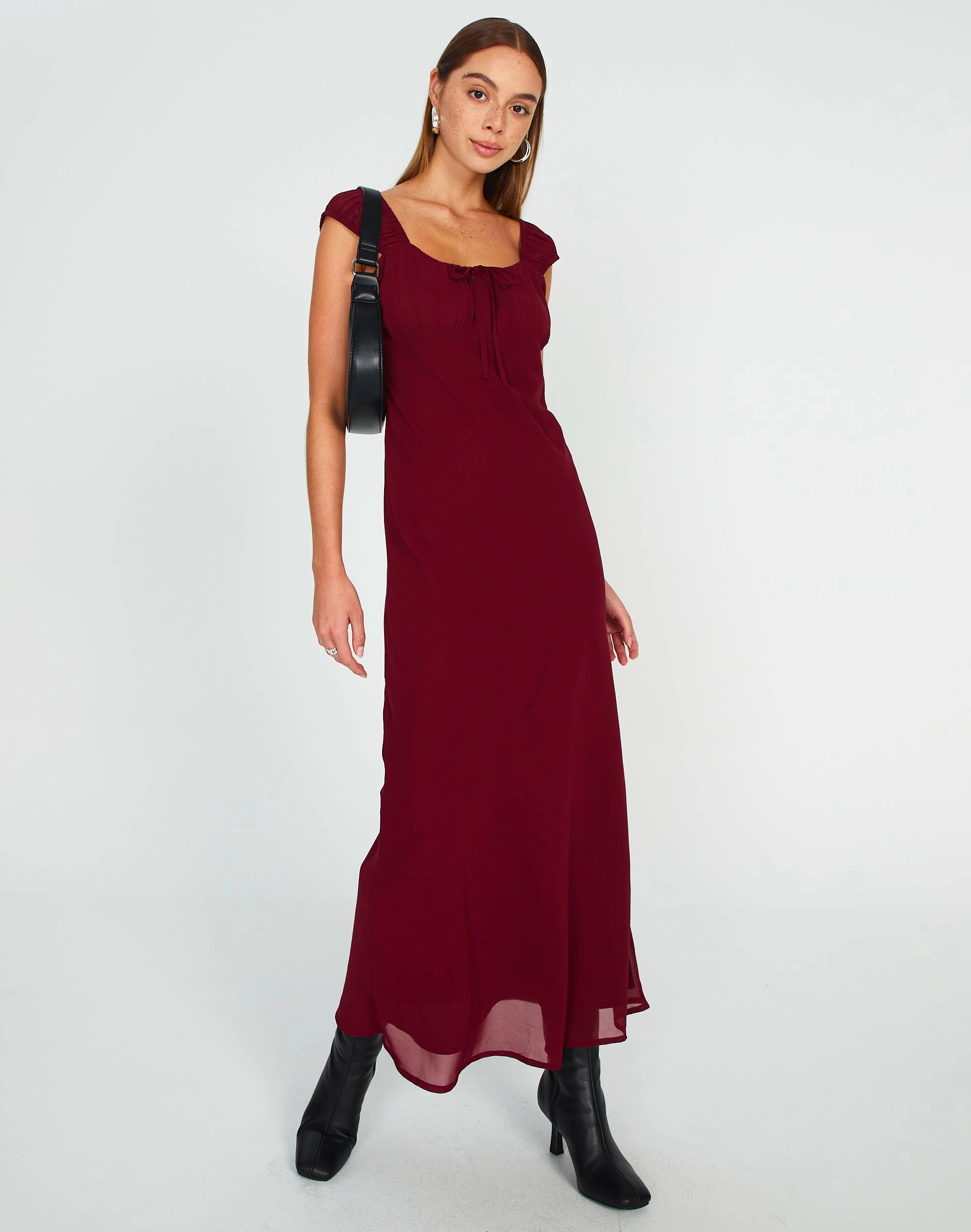 Tie Front Puff Sleeve Maxi Dress 4 Tie Front Puff Sleeve Maxi Dress - Image 2