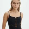 Lace Up Detailed Corset Top 2 Lace Up Detailed Corset Top -Glassons Store denver lace up corset black front bv109857pln