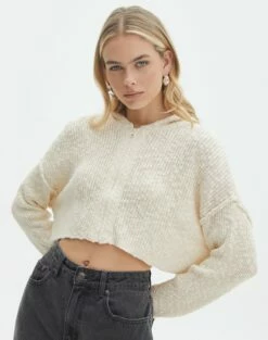 Long Sleeve Collared Knit -Glassons Store dionne cropped hoodie shell phone front kc125923cot