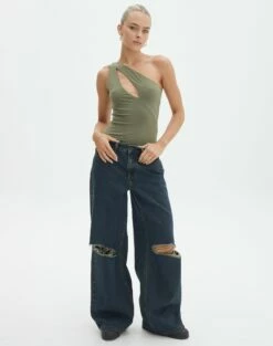 Supersoft One Shoulder Cut Out Bodysuit 35 Supersoft One Shoulder Cut Out Bodysuit -Glassons Store dua one shoulder cut out bodysuit lt khaki full tb88291pch