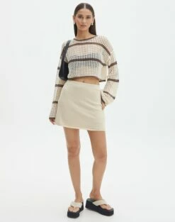 Sheer Ladder Knit Button Up Top -Glassons Store ella knit mini skirt head in the sand front ss120336knt 1