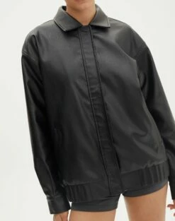 Faux Leather Drop Shoulder Oversized Jacket -Glassons Store elroy 80s pu jacket black imageback jw52713pu