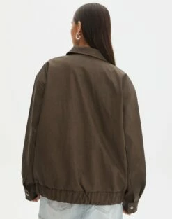 Faux Leather Drop Shoulder Oversized Jacket -Glassons Store elroy 80s pu jacket brown back jw52713pu